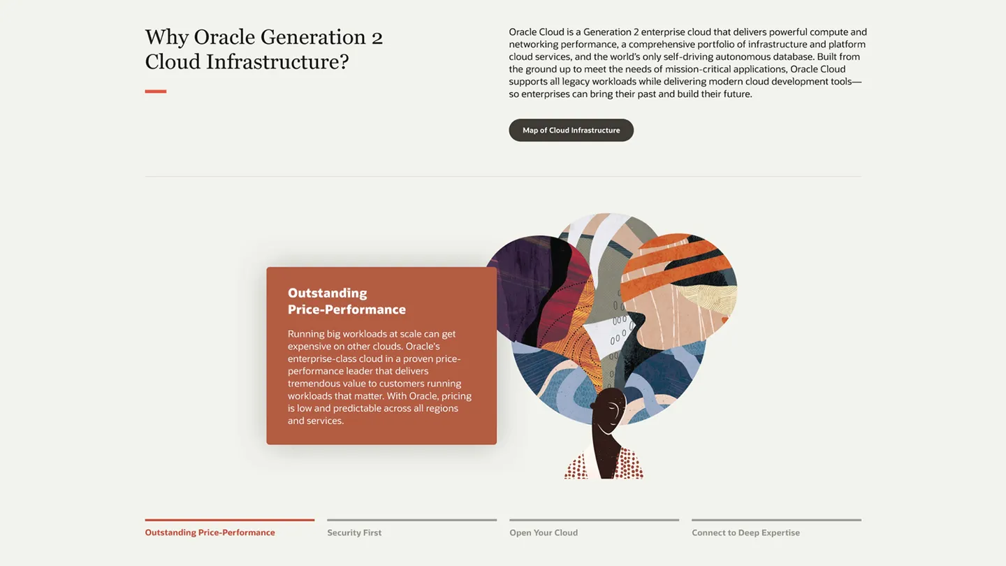 Image showing branded illustrations of patterns and colors on a web page design