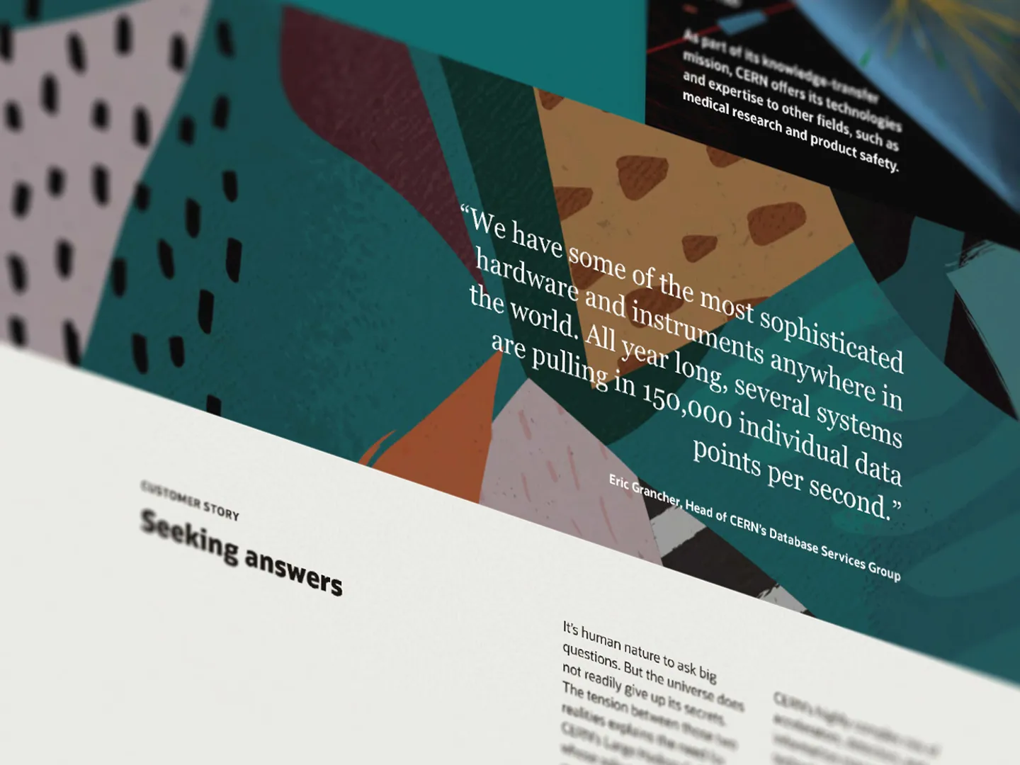 Image showing branded illustrations of patterns and colors on a web page design