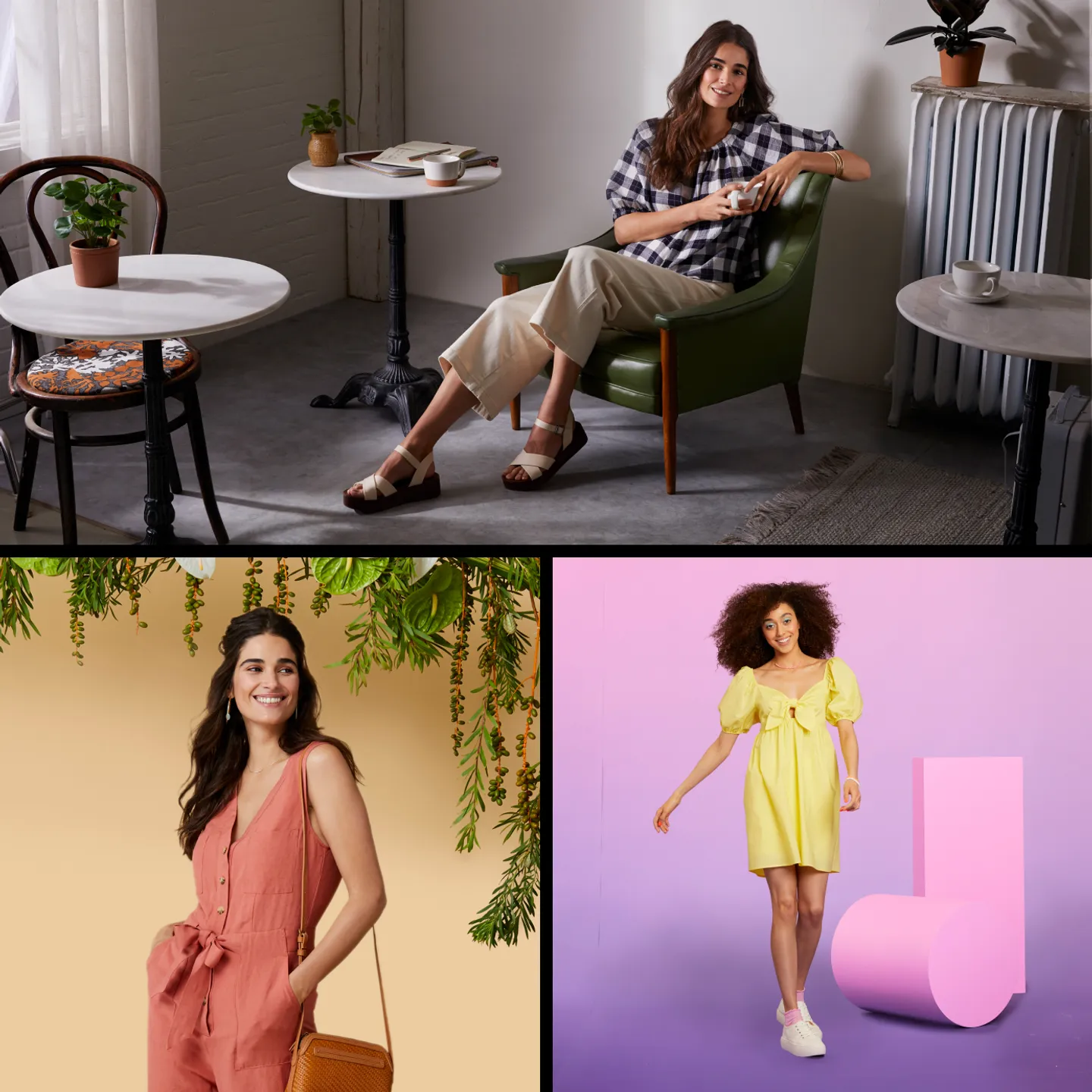 Three photos of women modeling Target apparel 