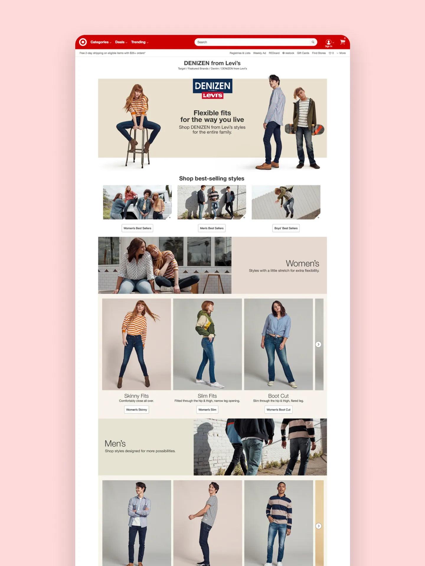 Web page design featuring Target apparel 