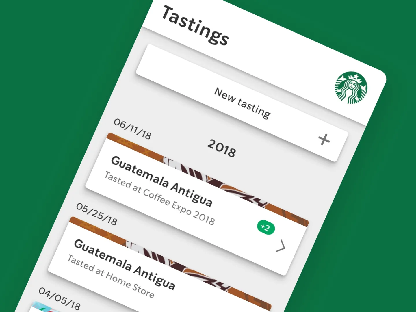 Image of an app screen showing tasting notes cards