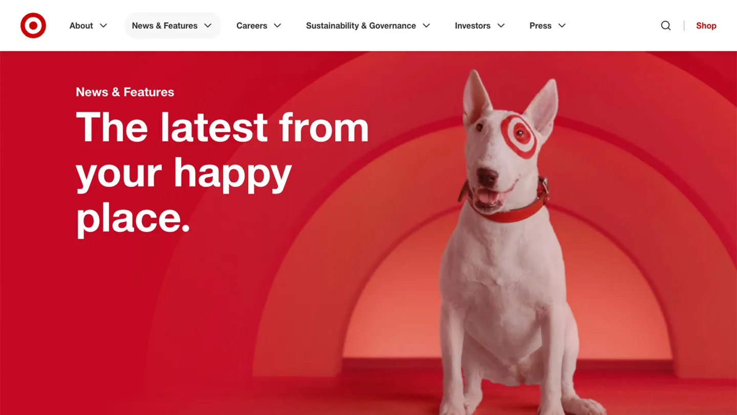 Web page design showing a photo of the target dog