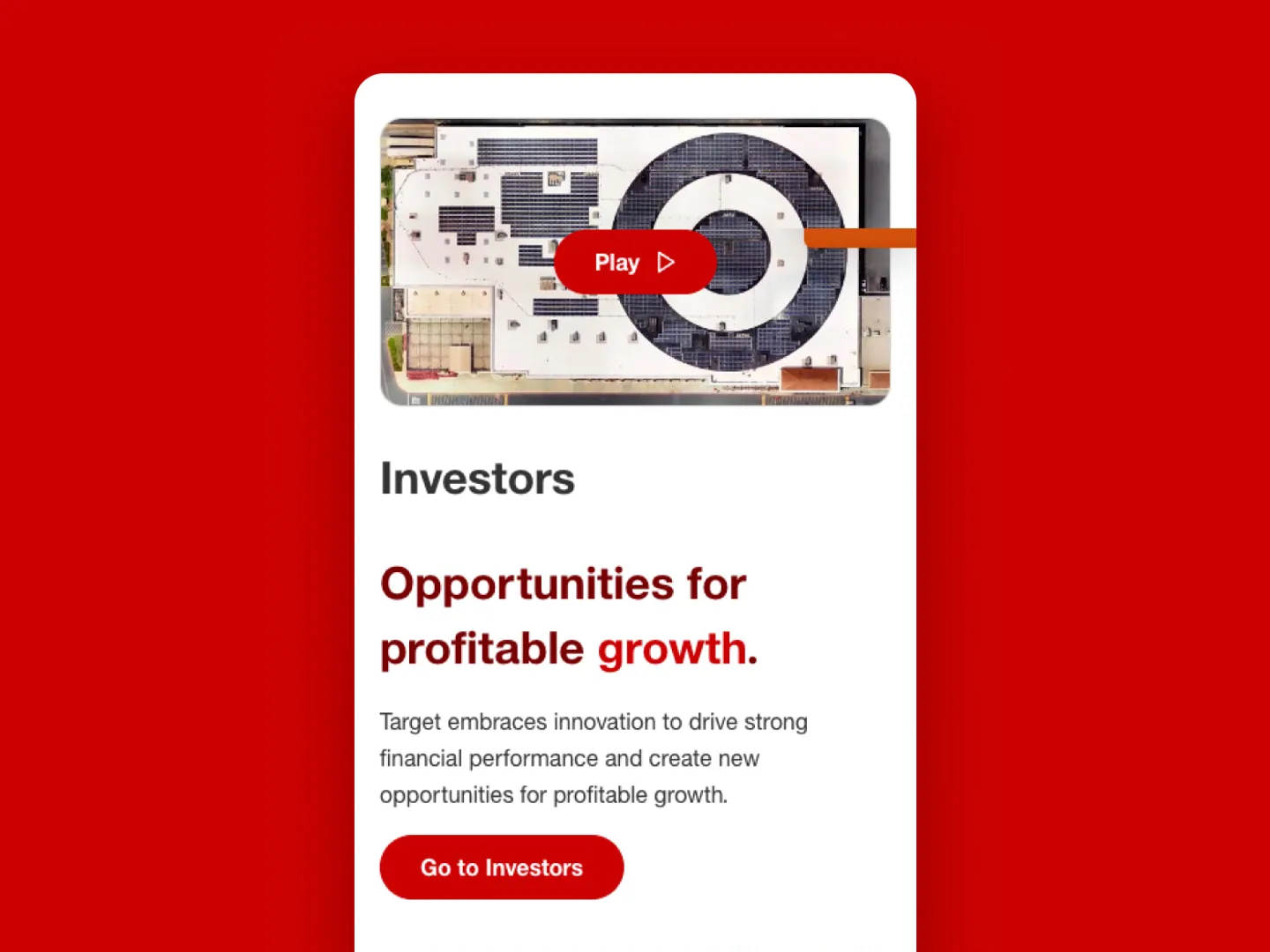 Mobile web page design of the Investors page
