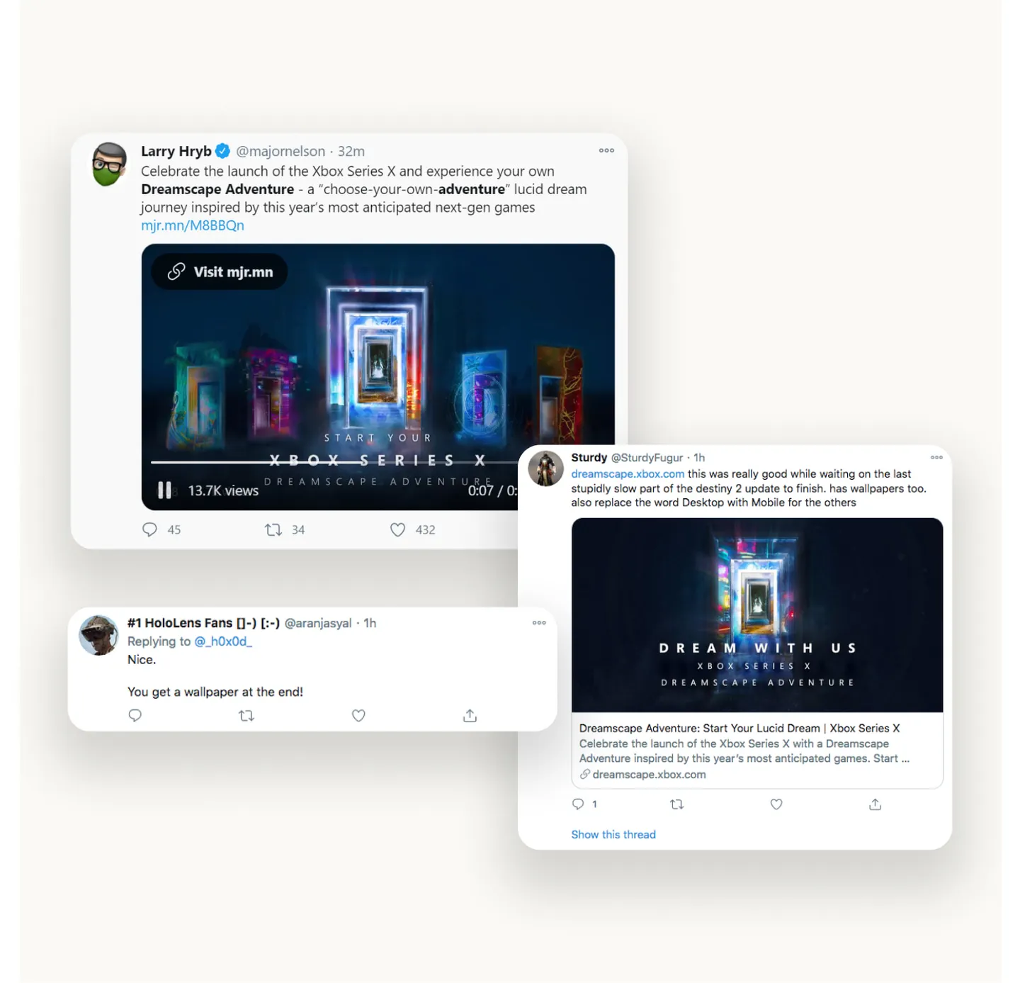 Composite image of social posts promoting the experience