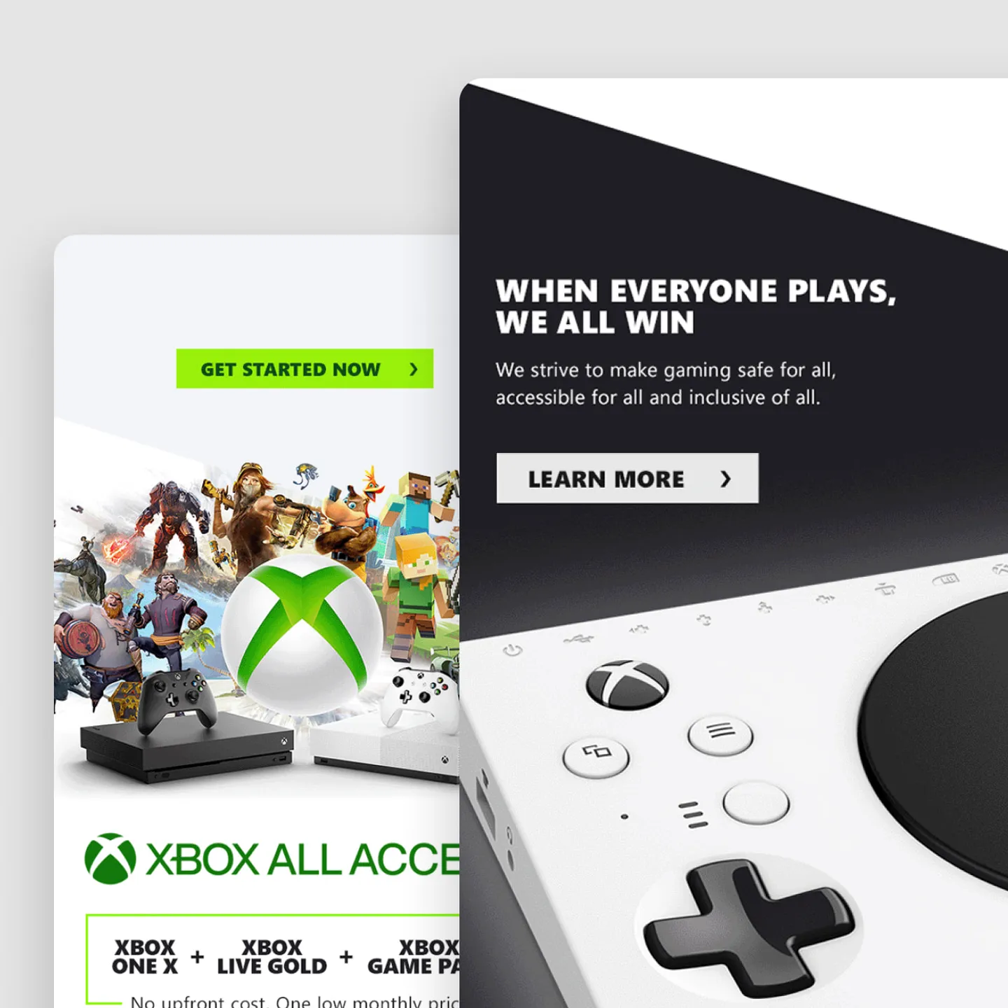 Email designs featuring Xbox products and All Access pass