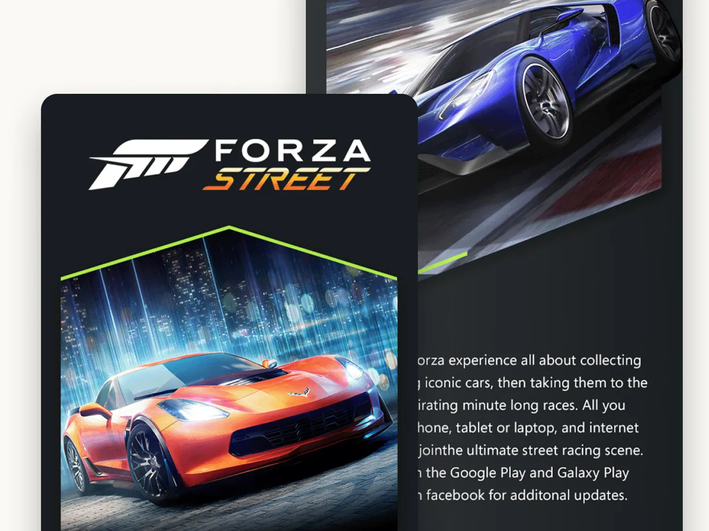 Mobile email designs featuring Forza Street